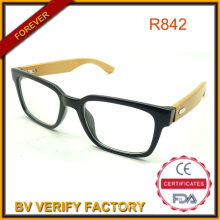 Bamboo Arm Readers with Shinny Black Plastic Frame Wholesale China Manufacturer R842